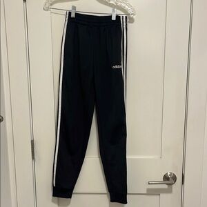 Adidas Black and White Joggers with Tapered Fit Youth Medium 8-10